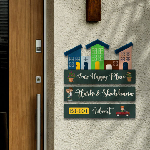 Our Happy Place Wooden Nameplate - Image 7