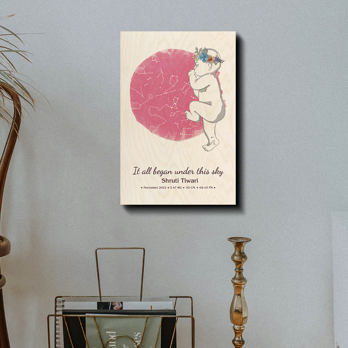 Baby Born Star Sky Map Wood Print | Personalized - Image 4