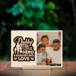 Dad First Hero Wood Print | Personalized
