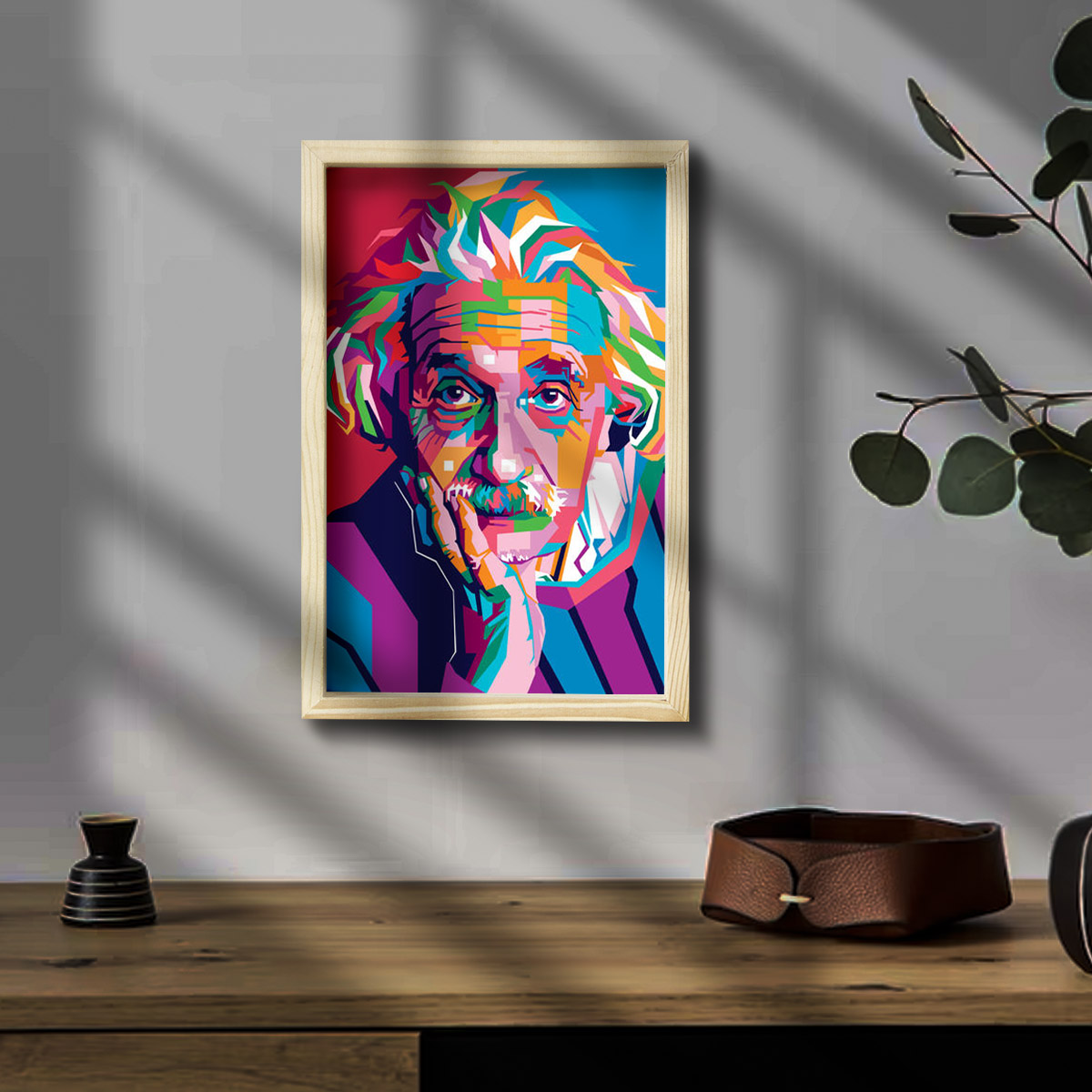 Albert Einstein Wooden Pine Frame - Image 2
