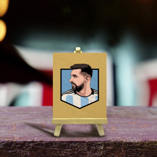 Minimalist Lionel Messi Wood Print With Easel Stand | 4X6 Inches - Image 2