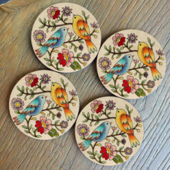 Bird Painting Wooden Coasters | Personalized | 4x4 Inch