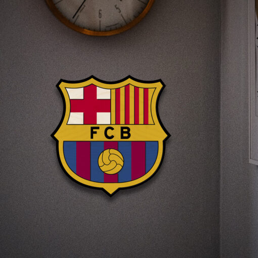 Handcrafted Wooden FC Barcelona Crest | 12x12 Inch - Image 2