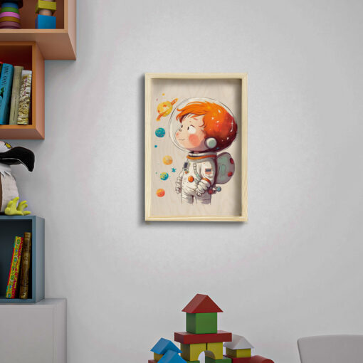 Boy astronaut wall art | Pesonalized | 12x8 inches - Image 2