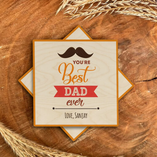 Premium Personalized Wooden Coaster for Dad | 4x4 Inch - Image 2