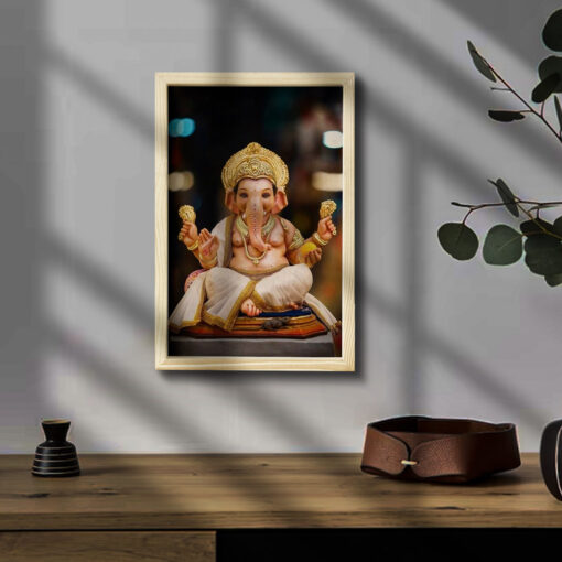 God Ganesh Wooden Pine Frame - Image 2