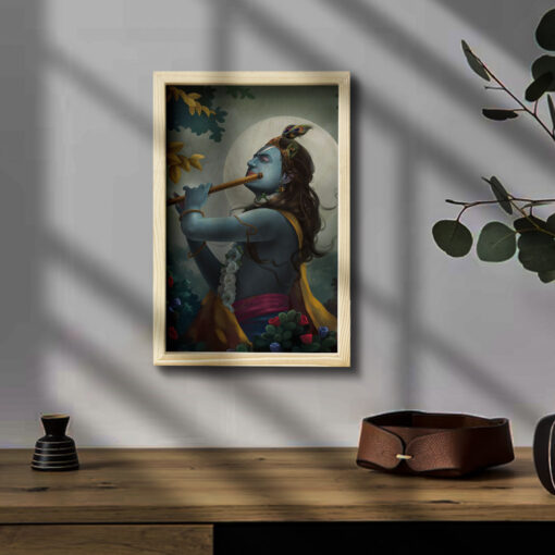 God Krishna Wooden Pine Frame - Image 2