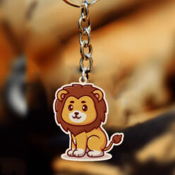 Cute Lion Wooden Keychain