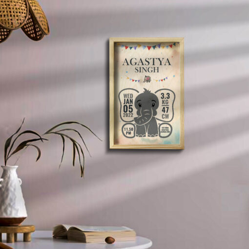 Baby Boy Wooden Frame | Personalized | 12x8 inches - Image 3