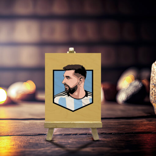Minimalist Lionel Messi Wood Print With Easel Stand | 4X6 Inches - Image 3