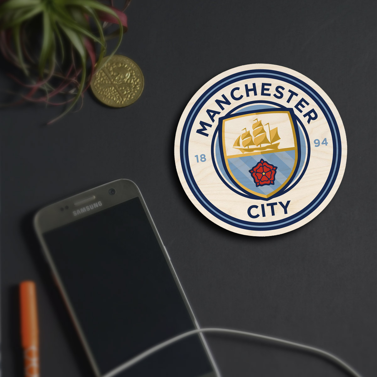 Manchester City Wooden Fridge Magnet | 4x4 inch - Image 3