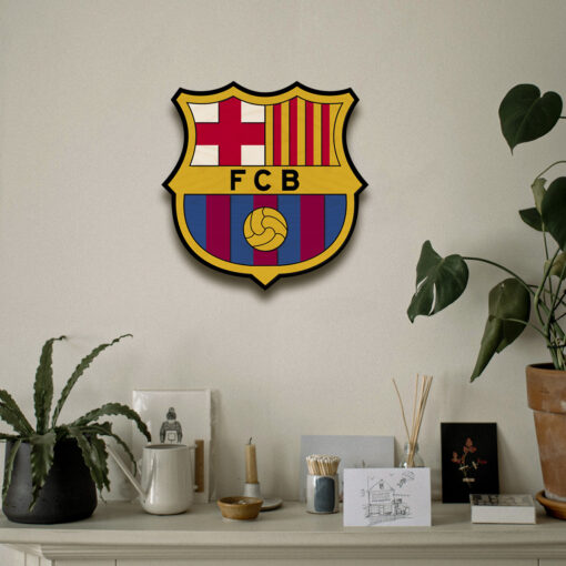 Handcrafted Wooden FC Barcelona Crest | 12x12 Inch - Image 3