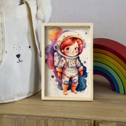 Girl astronaut wall art | Personalized | 12x8 inches