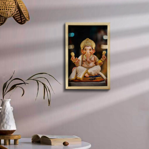 God Ganesh Wooden Pine Frame - Image 3