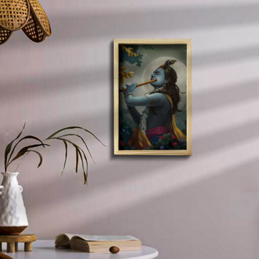 God Krishna Wooden Pine Frame - Image 3