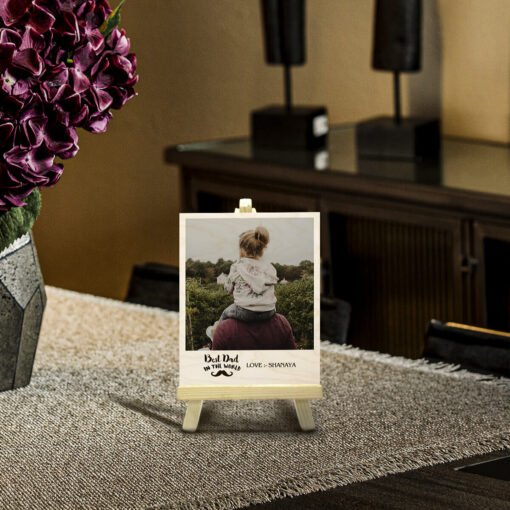 Best Dad Wood Print With Easel Stand | Personalized | 4X6 Inches - Image 4