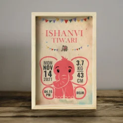 New Born Baby Girl Wooden Frame | Personalized | 12x8 inches