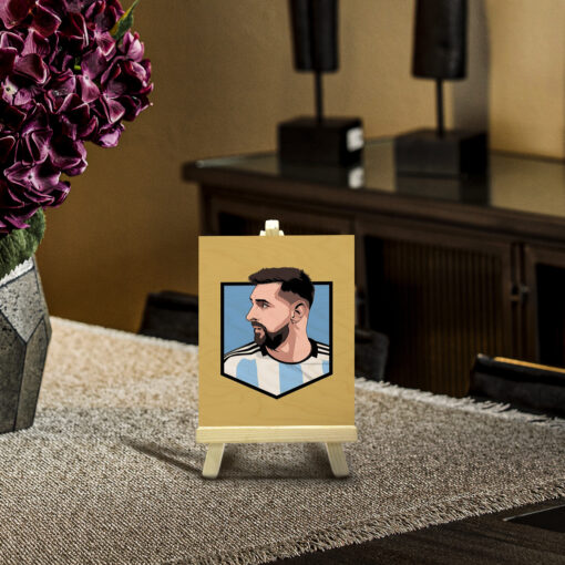 Minimalist Lionel Messi Wood Print With Easel Stand | 4X6 Inches - Image 4