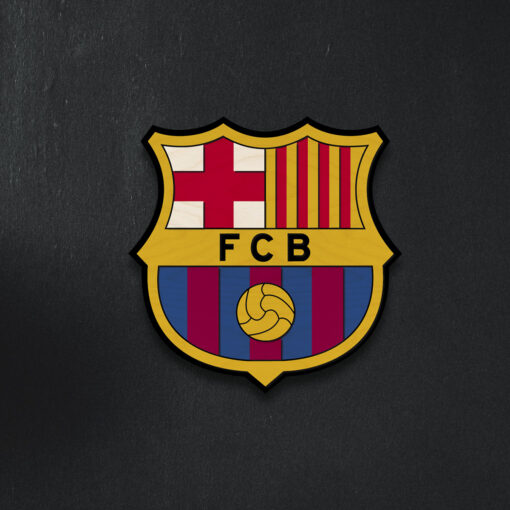 Handcrafted Wooden FC Barcelona Crest | 12x12 Inch