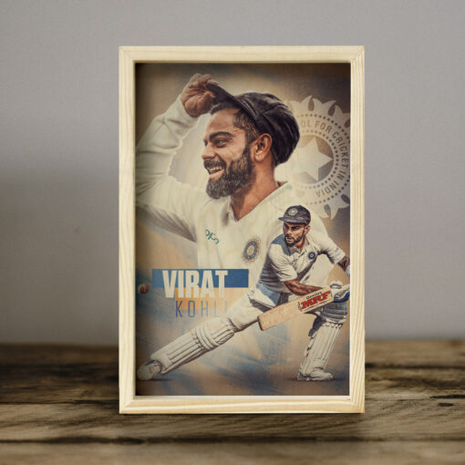 Virat Kohli Wooden Pine Frame
