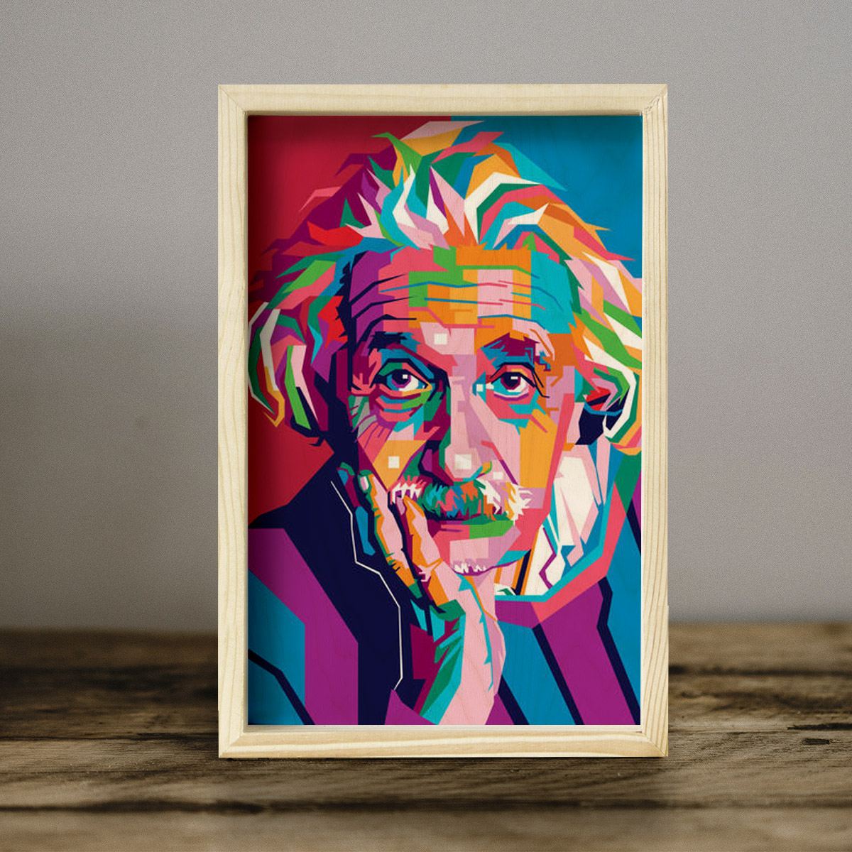 Albert Einstein Wooden Pine Frame