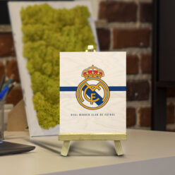 Minimalist Real Madrid Wood Print With Easel Stand | 4X6 Inches