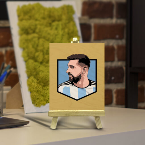 Minimalist Lionel Messi Wood Print With Easel Stand | 4X6 Inches