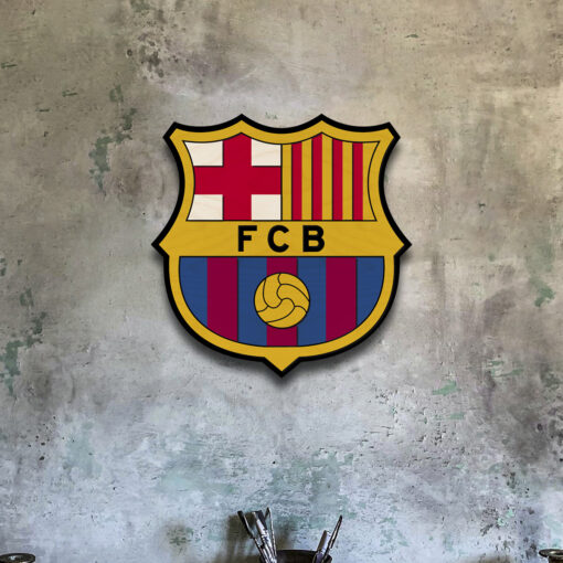 Handcrafted Wooden FC Barcelona Crest | 12x12 Inch - Image 5