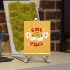 Good Vibes Wood Print With Easel Stand | Personalized | 4X6 Inches