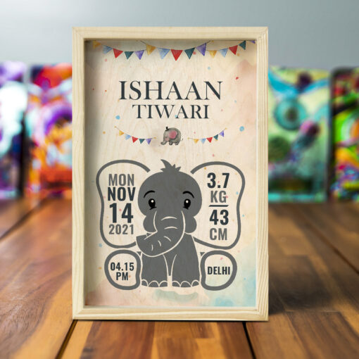 Baby Boy Wooden Frame | Personalized | 12x8 inches - Image 5