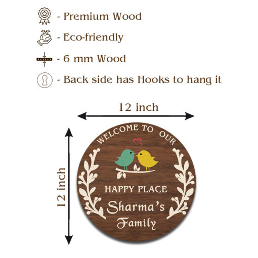 Dark Brown Wooden Nameplate | Personalized | 12x12 inches - Image 6