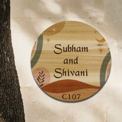 Bohemian Theme Wooden Nameplate | Personalized | 12x12 inches