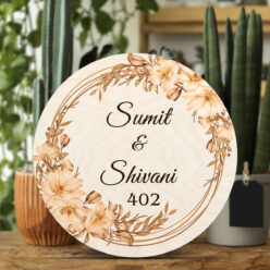 Watercolor Floral Wooden Nameplate | Personalized | 12x12 inches