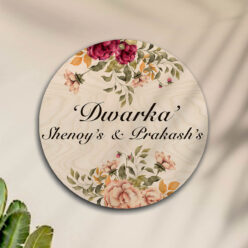 Floral Wooden Nameplate | Personalized | 12x12 inches