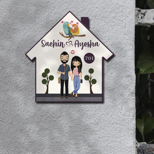Couple Theme Wooden Name Plate | Personalized | 12x12 inches - Image 8