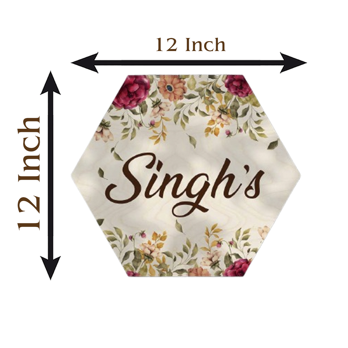 Hexagon Floral Wooden Nameplate | Personalized - Image 7