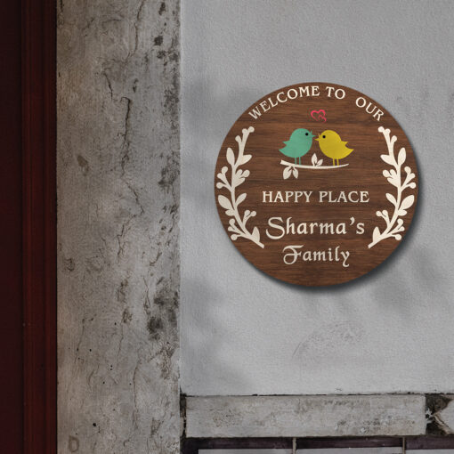 Dark Brown Wooden Nameplate | Personalized | 12x12 inches - Image 2