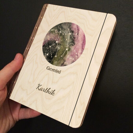 Gemini Personalized Wooden Notebook - Image 3