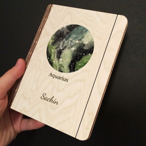 Aquarius Personalized Wooden Notebook - Image 3