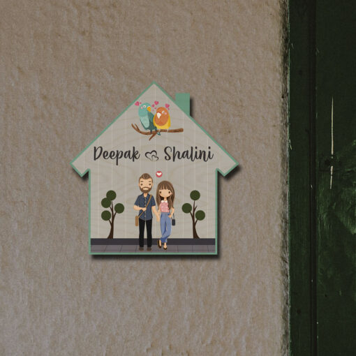 Couple Theme Wooden Name Plate | Personalized | 12x12 inches - Image 3