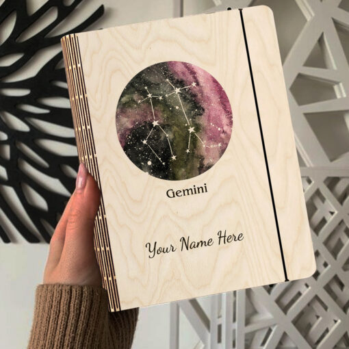 Gemini Personalized Wooden Notebook - Image 4
