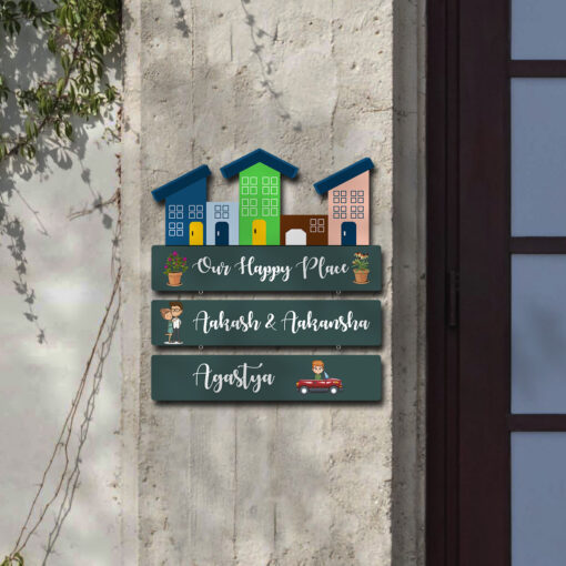 Our Happy Place Wooden Nameplate - Image 4