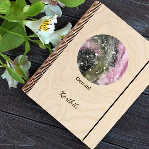 Gemini Personalized Wooden Notebook - Image 5