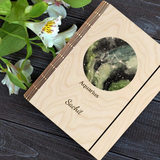 Aquarius Personalized Wooden Notebook - Image 5