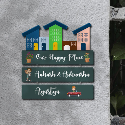 Our Happy Place Wooden Nameplate - Image 5