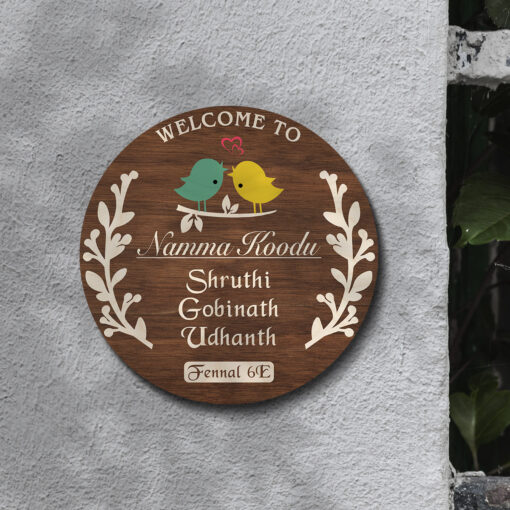 Dark Brown Wooden Nameplate | Personalized | 12x12 inches - Image 7