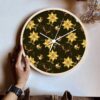 Dark Brown Flower Theme Clock | Personalized