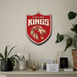 Handcrafted Wooden Punjab Kings Crest