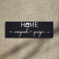 Minimalist Couple Nameplate in Wood | Personalized | 12x4 Inch