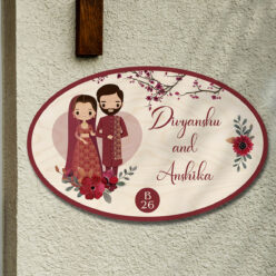 Oval Couple Theme Nameplate | Personalized | 12x8 Inch